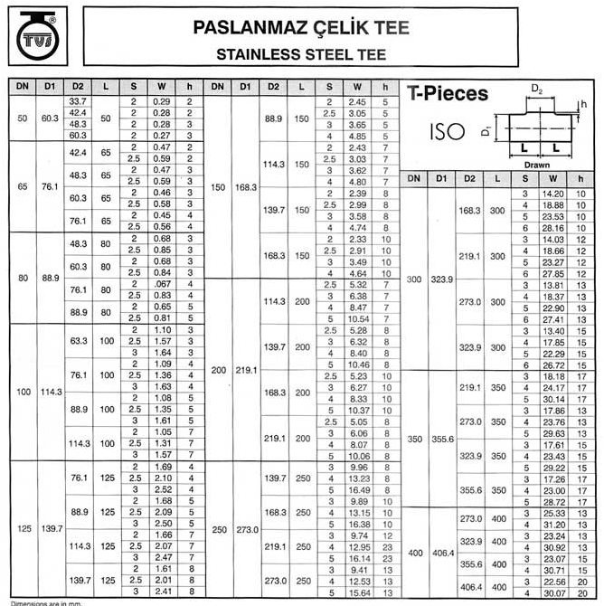 Dikişsiz Tee ASTM A 403-ANSI