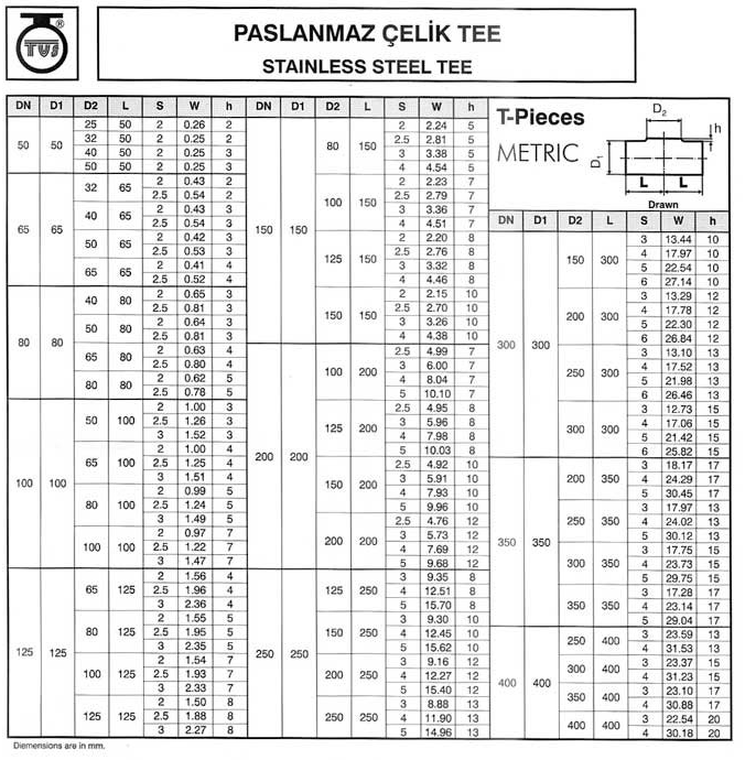 Dikişsiz Tee ASTM A 403-ANSI