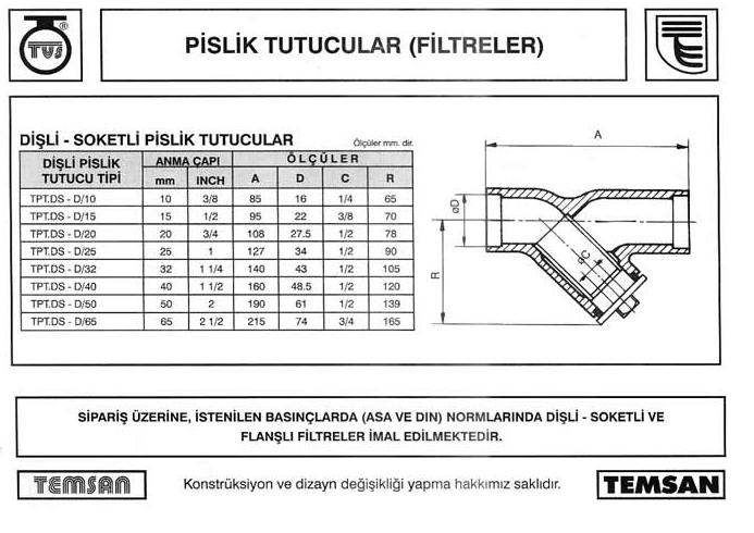 150LB Paslanmaz Dişli Filtre